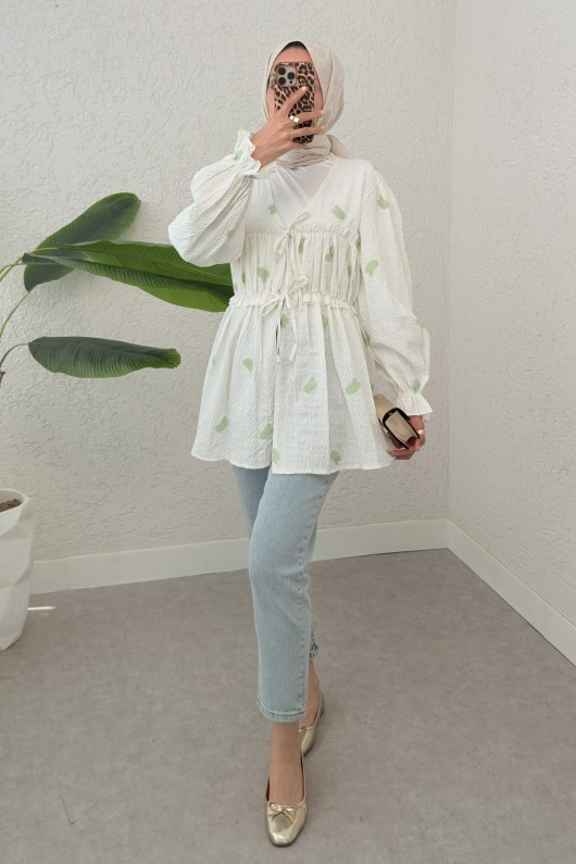 Palmiye Desenli Kimono 2332 - YEŞİL