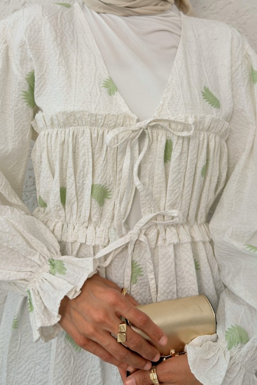 Palmiye Desenli Kimono 2332 - YEŞİL