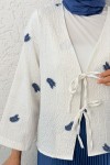 İp Bağcıklı Palmiye Kimono 2333 - İNDİGO