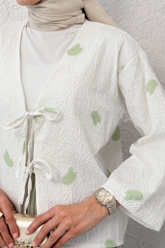 İp Bağcıklı Palmiye Kimono 2333 - YEŞİL