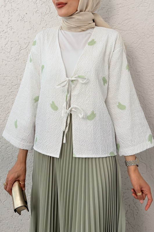 İp Bağcıklı Palmiye Kimono 2333 - YEŞİL