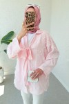 Püskül Detaylı Uzun Kimono 2334 - PEMBE