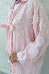 Püskül Detaylı Uzun Kimono 2334 - PEMBE