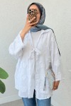 Püskül Detaylı Uzun Kimono 2334 - BEYAZ