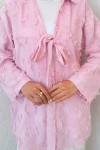Püskül Detaylı Uzun Kimono 2334 - KOYU PEMBE