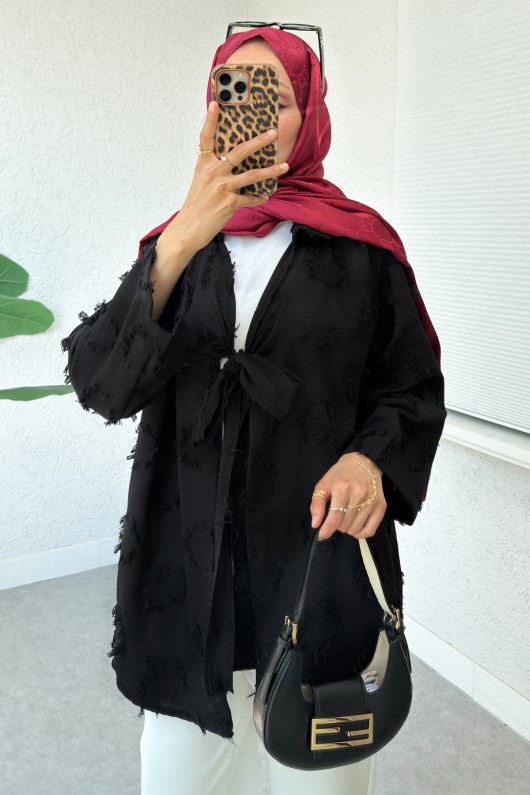 Püskül Detaylı Uzun Kimono 2334 - SİYAH Püskül Detaylı Uzun Kimono 2334 - SİYAH