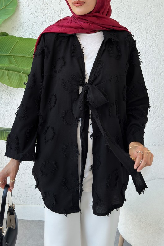 Püskül Detaylı Uzun Kimono 2334 - SİYAH Püskül Detaylı Uzun Kimono 2334 - SİYAH
