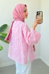 Tek Düğmeli Kimono 2335 - KOYU PEMBE