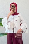 Çalı Desen Midi Kimono 2336 - BORDO Çalı Desen Midi Kimono 2336 - BORDO
