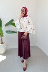 Çalı Desen Midi Kimono 2336 - BORDO Çalı Desen Midi Kimono 2336 - BORDO