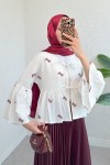 Çalı Desen Midi Kimono 2336 - BORDO Çalı Desen Midi Kimono 2336 - BORDO