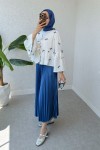 Çalı Desen Midi Kimono 2336 - İNDİGO