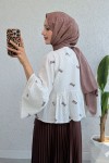 Çalı Desen Midi Kimono 2336 - KAHVERENGİ