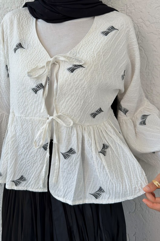 Çalı Desen Midi Kimono 2336 - SİYAH