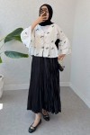 Çalı Desen Midi Kimono 2336 - SİYAH