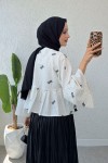Çalı Desen Midi Kimono 2336 - SİYAH