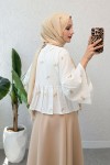 Çalı Desen Midi Kimono 2336 - VİZON