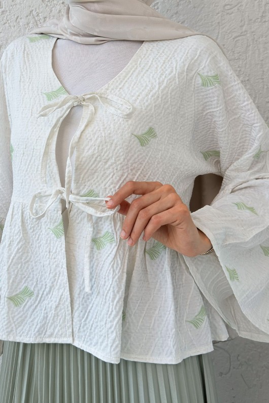 Çalı Desen Midi Kimono 2336 - YEŞİL