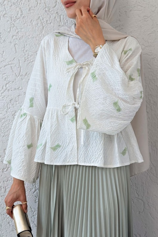 Çalı Desen Midi Kimono 2336 - YEŞİL