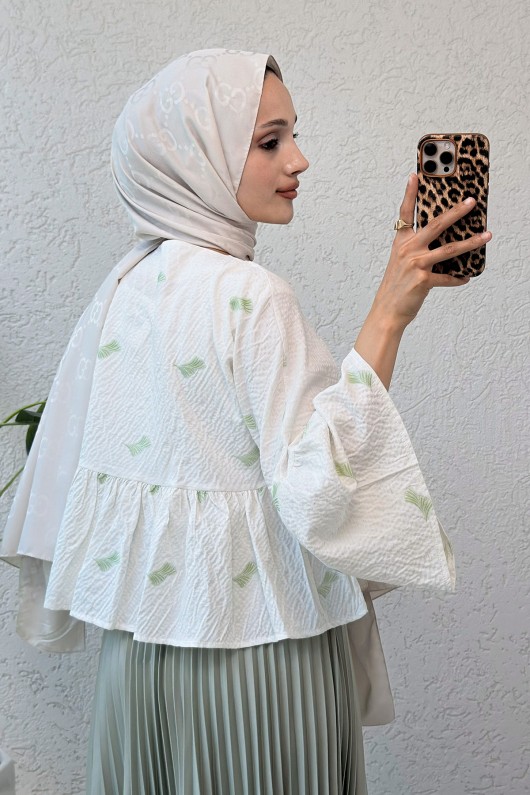 Çalı Desen Midi Kimono 2336 - YEŞİL