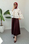Kare Desen Midi Kimono 2336 - BORDO