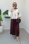Kare Desen Midi Kimono 2336 - KAHVERENGİ