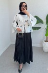 Kare Desen Midi Kimono 2336 - SİYAH