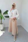 Kare Desen Midi Kimono 2336 - VİZON Kare Desen Midi Kimono 2336 - VİZON