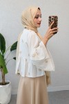Kare Desen Midi Kimono 2336 - VİZON Kare Desen Midi Kimono 2336 - VİZON