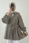 Ön Büzgülü Uzun Tunik 2338 - KÜF YEŞİLİ