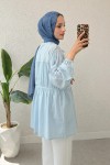 Ön Büzgülü Uzun Tunik 2338 - BEBE MAVİSİ