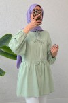 Ön Büzgülü Uzun Tunik 2338 - MİNT YEŞİLİ