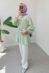 Ön Büzgülü Uzun Tunik 2338 - MİNT YEŞİLİ