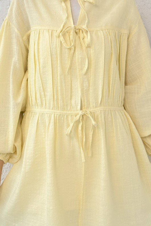 Ön Büzgülü Uzun Tunik 2338 - SARI