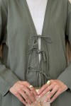 Üç Bağcıklı Tesettür Kimono 2339 - HAKİ Üç Bağcıklı Tesettür Kimono 2339 - HAKİ