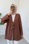 Üç Bağcıklı Tesettür Kimono 2339 - KAHVERENGİ