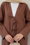 Üç Bağcıklı Tesettür Kimono 2339 - KAHVERENGİ