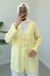 Üç Bağcıklı Tesettür Kimono 2339 - SARI