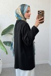 Üç Bağcıklı Tesettür Kimono 2339 - SİYAH