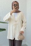 Üç Bağcıklı Tesettür Kimono 2339 - BEJ