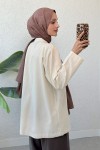 Üç Bağcıklı Tesettür Kimono 2339 - BEJ