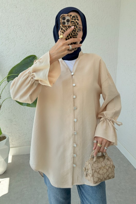 Hakim Yaka Gömlek 2340 - BEJ Hakim Yaka Gömlek 2340 - BEJ