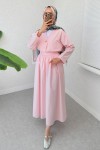 Broş Düğmeli Etekli Takım 2342 - PEMBE