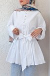 Kuşaklı Kimono Kol Tunik 2343 - BEYAZ