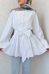 Kuşaklı Kimono Kol Tunik 2343 - BEYAZ