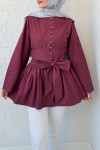 Kuşaklı Kimono Kol Tunik 2343 - BORDO