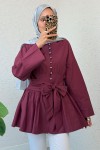 Kuşaklı Kimono Kol Tunik 2343 - BORDO