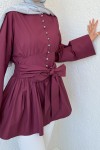Kuşaklı Kimono Kol Tunik 2343 - BORDO