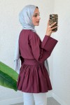 Kuşaklı Kimono Kol Tunik 2343 - BORDO