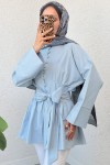 Kuşaklı Kimono Kol Tunik 2343 - BEBE MAVİSİ Kuşaklı Kimono Kol Tunik 2343 - BEBE MAVİSİ